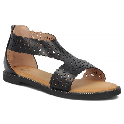 Schwarze Damen-Sandalen mit Lochmuster, Filippo DS7889