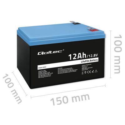 7. Qoltec LiFePO4 Lithium-Eisenphosphat-Batterie 12,8 V 12 Ah 153,6 Wh BMS