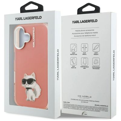 8. Karl Lagerfeld IML Aquarelle Choupette & Logo iPhone 16 Hülle - Rosa