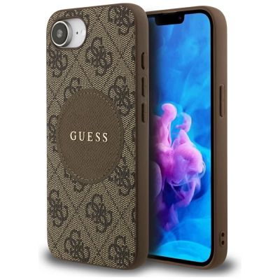 Guess 4G Circle Classic Logo MagSafe iPhone 16e Hülle - Braun