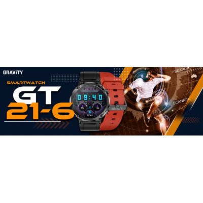10. Gravity GT21-6 Smartwatch + rotes Silikonarmband