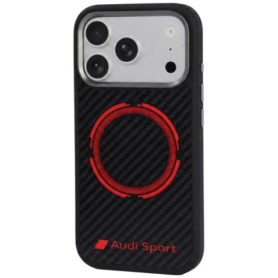 3. Audi RSQ Carbonfaser Sport Red Circle MagSafe Hülle für iPhone 18 Pro / 17 Pro - Schwarz