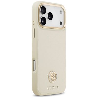 4. Guess Grained Strass Logo MagSafe Hülle für iPhone 17 Pro Max - Beige