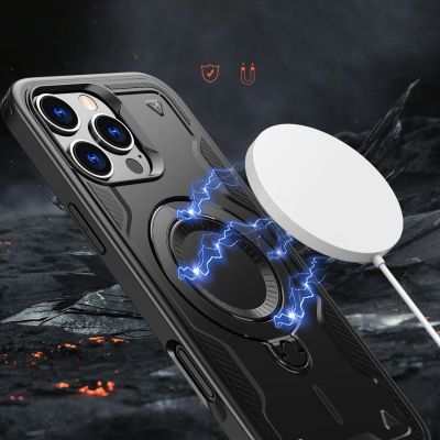4. Hybrid Armor Trendy Hülle mit MagSafe für iPhone 16 Pro – Schwarz