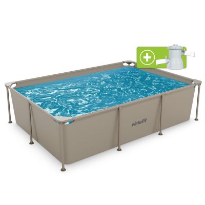 13. VIRTUFIT Rechteckiges Schwimmbecken 260 x 180 cm mit Filterpumpe Beige