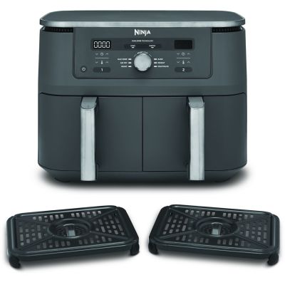 17. Ninja DZ400EU Doppelfritteuse 9,5 l, autonom, 2470 W, Heißluftfritteuse, Grau