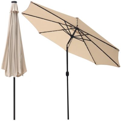 16. Gartenschirm mit LED-Beleuchtung, 300 cm, Beige