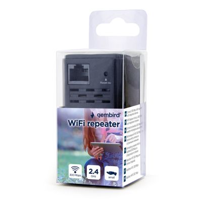 2. GEMBIRD WLAN-Repeater Mini WNP-RP300-03-BK B/G/N300 + RJ45-Buchse, für 230-V-Steckdose, Schwarz