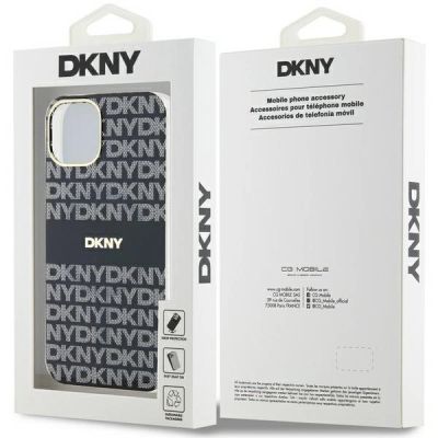 8. DKNY IML Mono & Stripe MagSafe Hülle für iPhone 15/14/13 – Schwarz