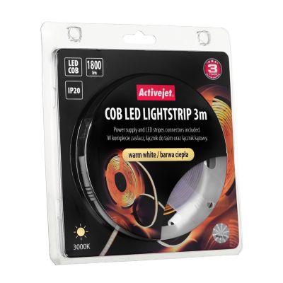 10. 3 m COB-LED-Streifen mit Netzteil, warmweiß, IP20