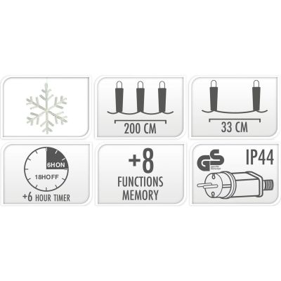 2. Weihnachtsbaumbeleuchtung, Lichtervorhang 200x200 cm, 408 LEDs, Schneeflocken, mehrfarbig