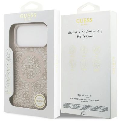 8. Guess 4G Ring Classic Logo MagSafena iPhone 17 Pro Max Hülle - Pink