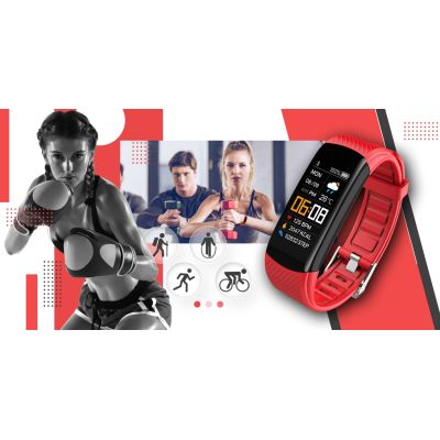5. Smartwatch GIEWONT Schwarz und Rot 2 Armbänder GW200-1