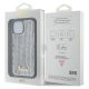 8. Guess Pailletten-Schriftzug-Metallgehäuse für iPhone 15 – Silber