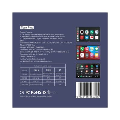 16. CARLINKIT Wireless Adapter AI Box mit Android 13 – 8 GB + 128 GB für Original-Autoradios mit CarPlay (blau)