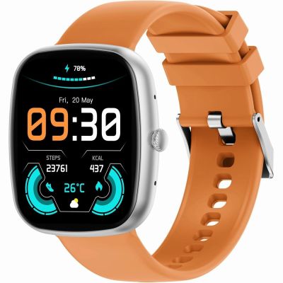 5. GRAVITY GT18-4 Herren-Smartwatch, orangefarbenes Silikonarmband + schwarzes Armband