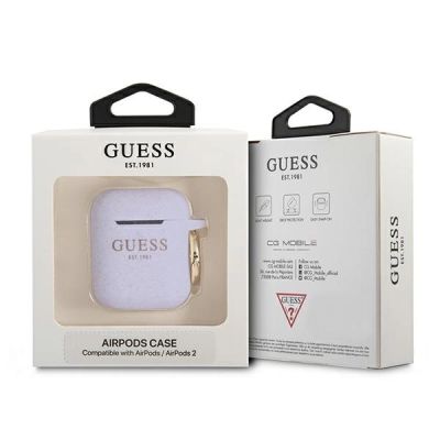 3. Guess GUA2SGGEU AirPods decken lila/lila Silikon-Glitter ab