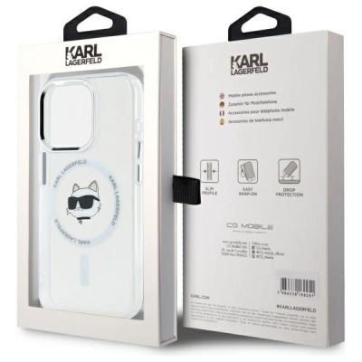 8. Karl Lagerfeld IML Metal Choupette Head MagSafe iPhone 15 Pro Hülle - Weiß