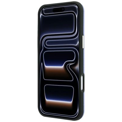 5. Guess MagSafe Hülle mit genarbtem, rundem Strass-Logo für iPhone 18 Pro Max / 17 Pro Max – Blau