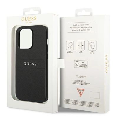 8. Guess Saffiano Strap Case für iPhone 14 Pro - Schwarz