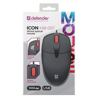 3. DEFENDER MAUS ICON MB-057 SCHWARZ OPTISCH 1000dpi 3P