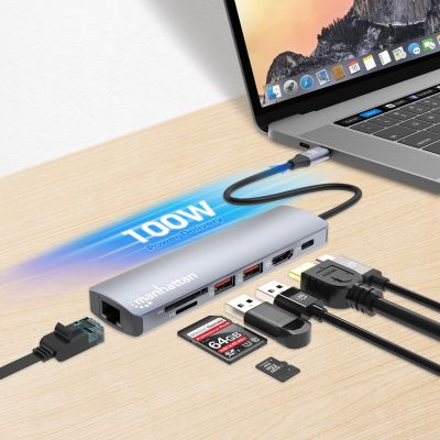 7. Manhattan 153966 Kabelgebundene Dockingstation USB 3.2 Gen 2 (3.1 Gen 2) Typ-C Silber