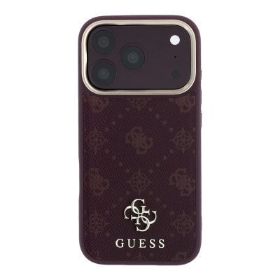 3. Guess Peony 4G MagSafe Hülle mit kleinem Logo für iPhone 17 Pro / 18 Pro – Burgunderrot