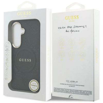 8. Guess Saffiano Peony Embossed Ring MagSafe Hülle für Samsung Galaxy S26 - Schwarz