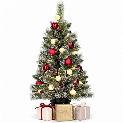 Dekorativer Weihnachtsbaum Kaprun im 20-LED-Topf mit Kugeln, Höhe: 90 cm