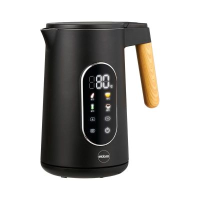 ELDOM KABELLOSER WASSERKOCHER MIT TEMPERATURREGELUNG C550 SCHWARZ 5 GESPEICHERTE PROGRAMME: 40, 70, 80, 90, 100°C (KUNSTSTOFF + EDELSTAHL)