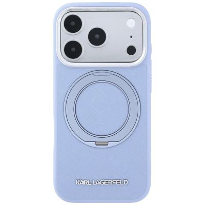 3. Karl Lagerfeld Ring Stand 360 Saffiano Classic Logo MagSafe Hülle für iPhone 18 Pro Max / 17 Pro Max - Hellblau