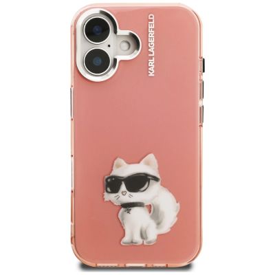 3. Karl Lagerfeld IML Aquarelle Choupette & Logo iPhone 16 Hülle - Rosa