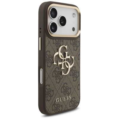 4. Guess 4G Big 4G Classic Logo Big Strap Metal Buttons Case für iPhone 17 Pro - Braun