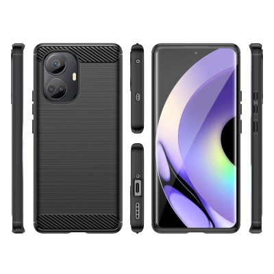 3. Carbon Case Hülle für Realme 10 Pro+ flexible Silikon-Carbon-Hülle schwarz