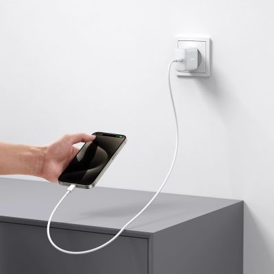 12. Joyroom JR-TCF24 USB-C PD 30W QC SFC Netzwerkladegerät – Weiß + 1 m USB-C-Kabel