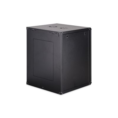 20. DYNAmic 19" 16U Wand-Netzwerkschrank 600x600 mm, Glastür, schwarz, ungeteilt, montiert, 60 kg