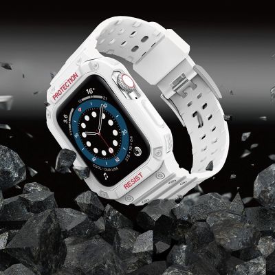 6. Schutzarmband für Apple Watch 38/40/41 mm Panzergehäuse-Armband - Weiß