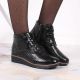 18. Gefütterte schwarze Lackleder-Stiefeletten mit Keilabsatz Filippo