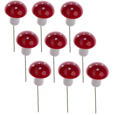 9. Dekorative Pilzfiguren an Draht, 9 Stück