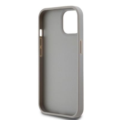 7. DKNY Lederhülle mit Monostreifen und Metalllogo für iPhone 15 / 14 / 13 – Beige