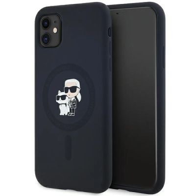 Karl Lagerfeld Silikon Karl&Choupette MagSafe Hülle für iPhone 11 / Xr – schwarz