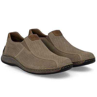 3. Herren-Slipper aus Leder mit durchbrochenem Muster, braun, Rieker 05272-64