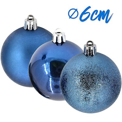 3. Dekorative Kugeln aus Kunststoff, Safe, 27 Stück, Durchmesser 6 cm, blauer Glimmer