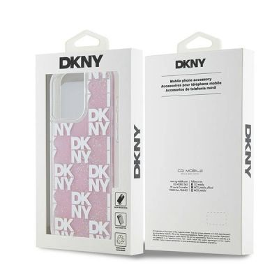 8. DKNY Liquid Glitter Multilogo Hülle für iPhone 15 Pro Max – Pink