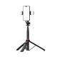 16. Selfie Stick WC12YDS Teleskopstativ 1,3 m aus Aluminiumlegierung mit Dual-Licht und Telefonhalter – Schwarz