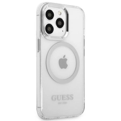 4. Guess Metal Outline MagSafe Hülle für iPhone 13 Pro / iPhone 13 – Silber