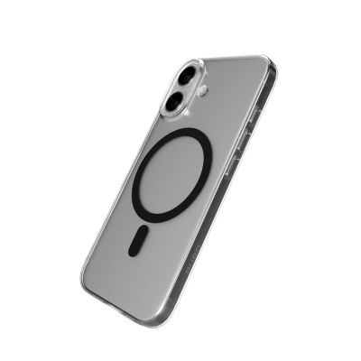 9. Puro Lite Mag TPU+PC Hülle kompatibel mit MagSafe für iPhone 17 - Transparent mit schwarzem Ring