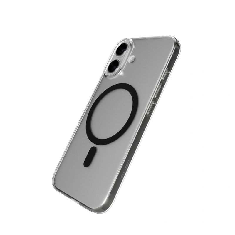 9. Puro Lite Mag TPU+PC Hülle kompatibel mit MagSafe für iPhone 17 - Transparent mit schwarzem Ring
