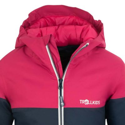 3. Trollkids Mädchen Hallingdal Jacke mit Kapuze, Marineblau/Pink (223-114)