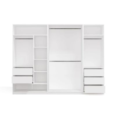 Modularer Kleiderschrank OPENO SET 260/200 WEISS – Schubladen, Kleiderstangen und Regalböden, groß, fürs Schlafzimmer